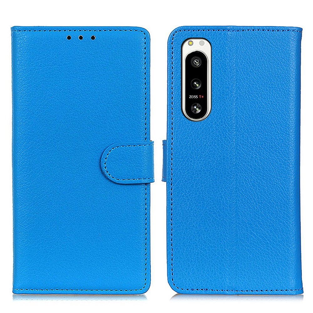  Sony Xperia 5 IV Fodral Litchi Läder Blå