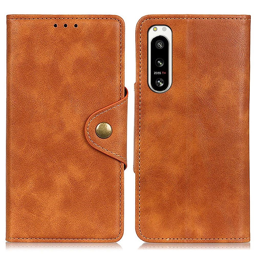  Sony Xperia 5 IV Fodral Magnetisk Mässing Brun