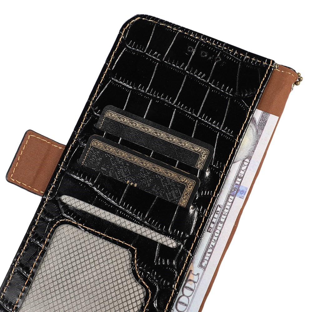  Sony Xperia 5 IV Fodral Äkta Läder Krokodil Textur Svart