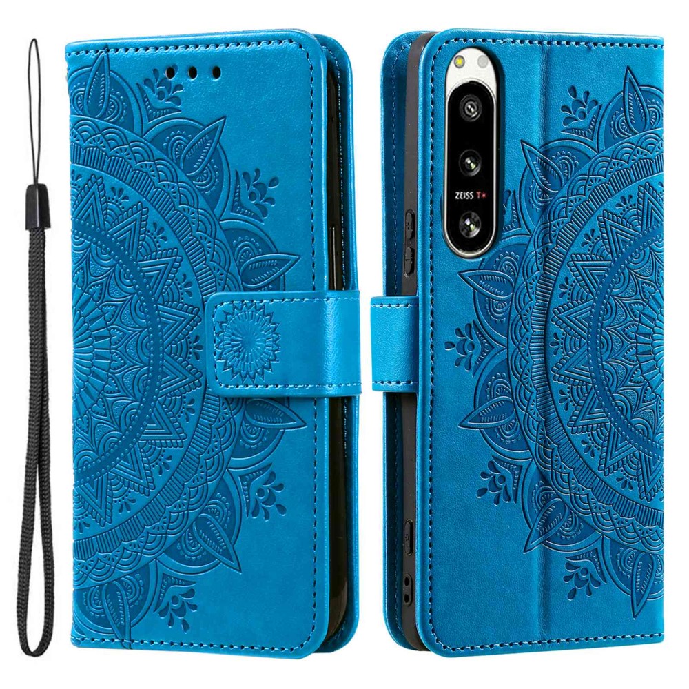  Sony Xperia 5 IV Fodral Mandala Läder Blå