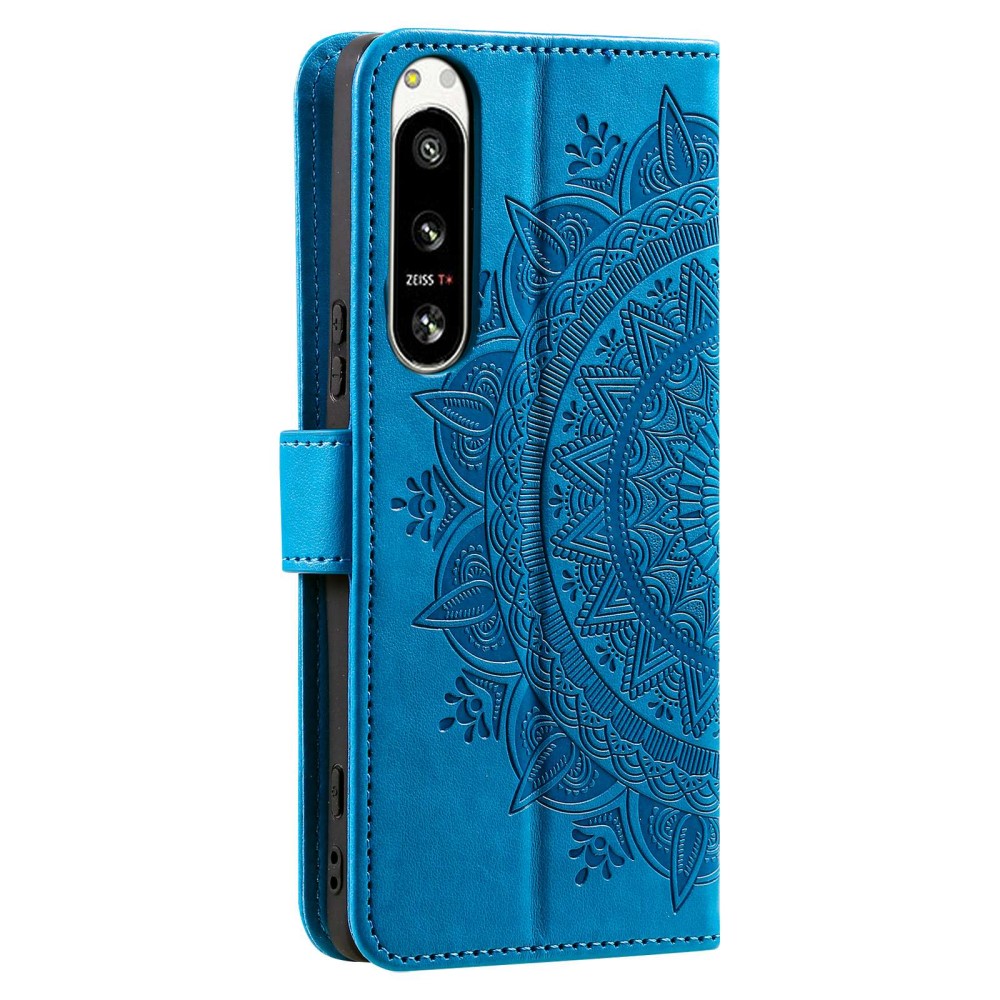  Sony Xperia 5 IV Fodral Mandala Läder Blå