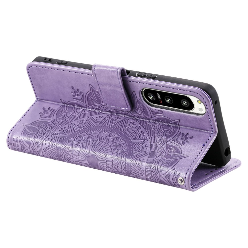  Sony Xperia 5 IV Fodral Mandala Läder Lila