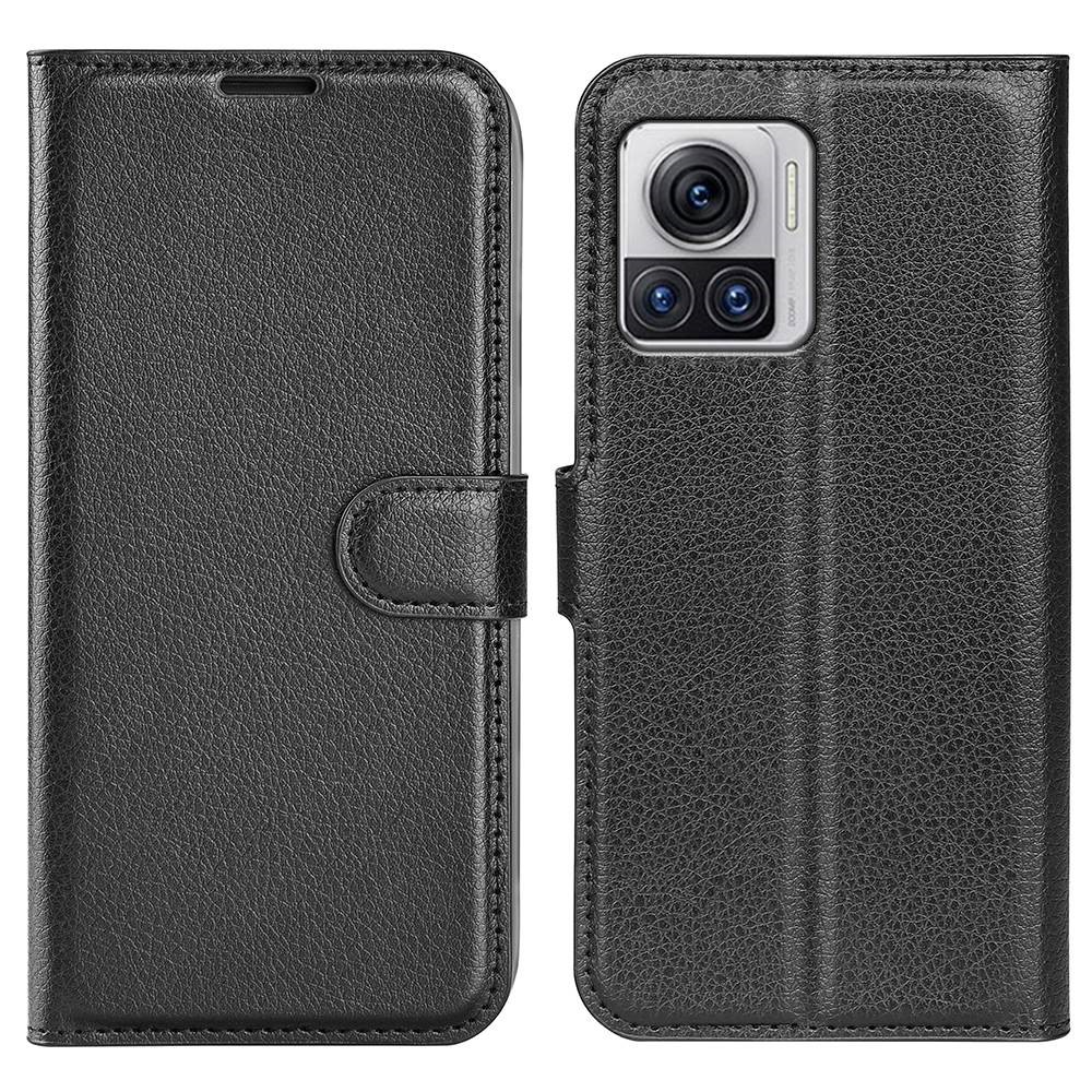  Motorola Edge 30 Ultra 5G Fodral Litchi Läder Svart