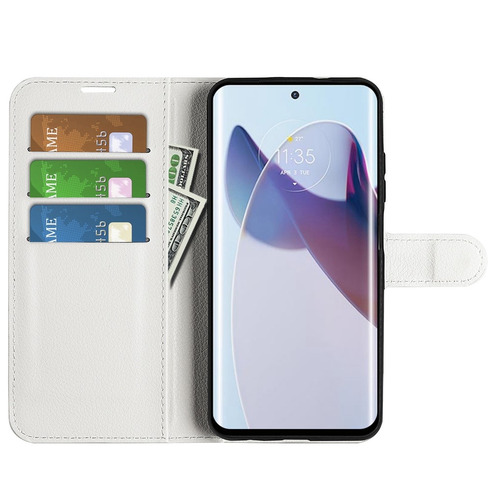  Motorola Edge 30 Ultra 5G Fodral Litchi Läder Vit