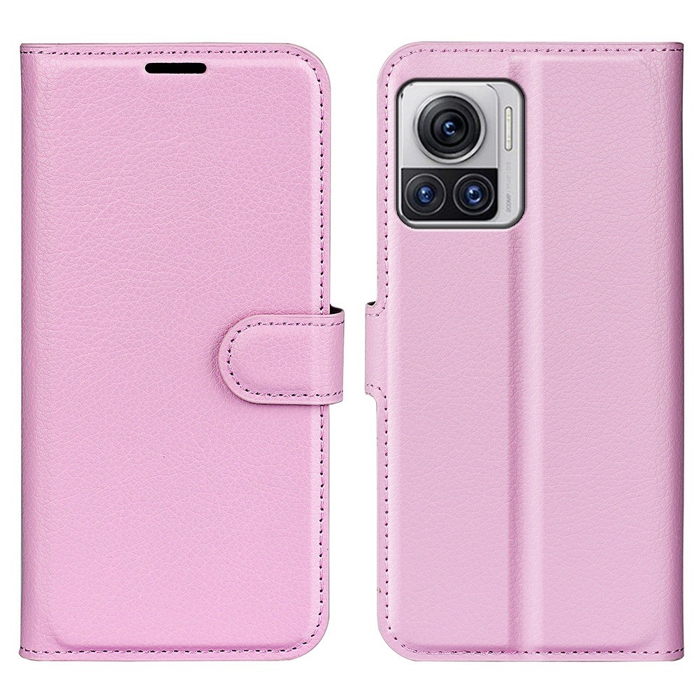  Motorola Edge 30 Ultra 5G Fodral Litchi Läder Ljus Rosa