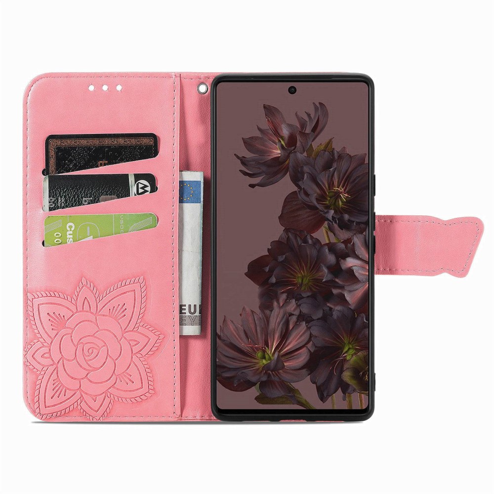  Google Pixel 7 Fodral Fjäril Tryck Rosa