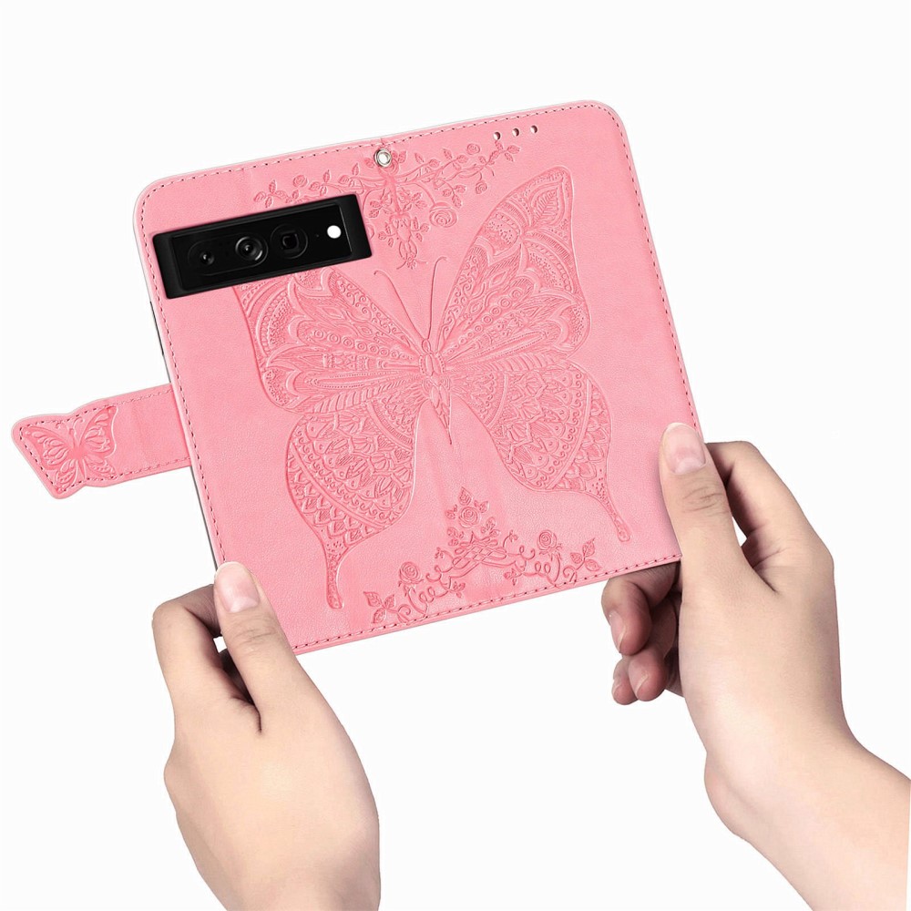  Google Pixel 7 Fodral Fjäril Tryck Rosa