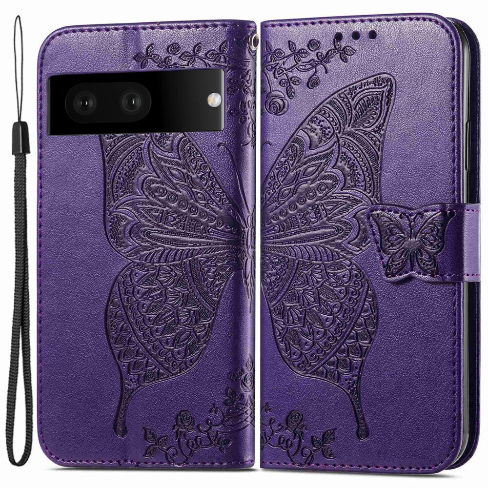  Google Pixel 7 Fodral Fjäril Tryck Lila