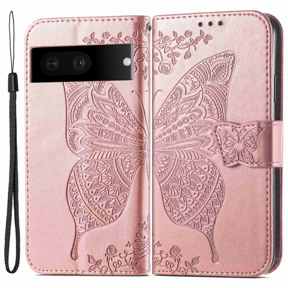  Google Pixel 7 Fodral Fjäril Tryck Roséguld