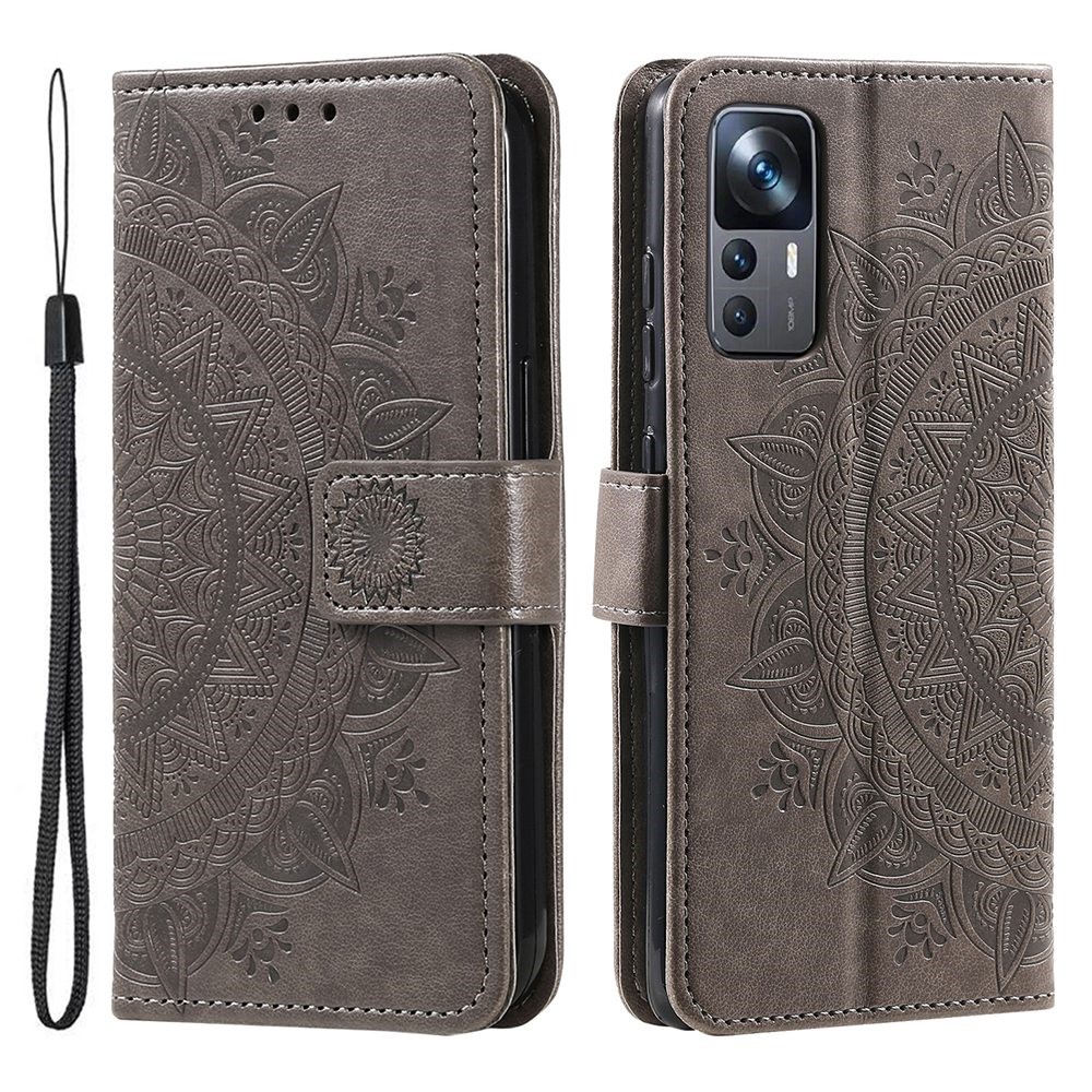  Xiaomi 12T / 12T Pro Fodral Mandala Läder Grå