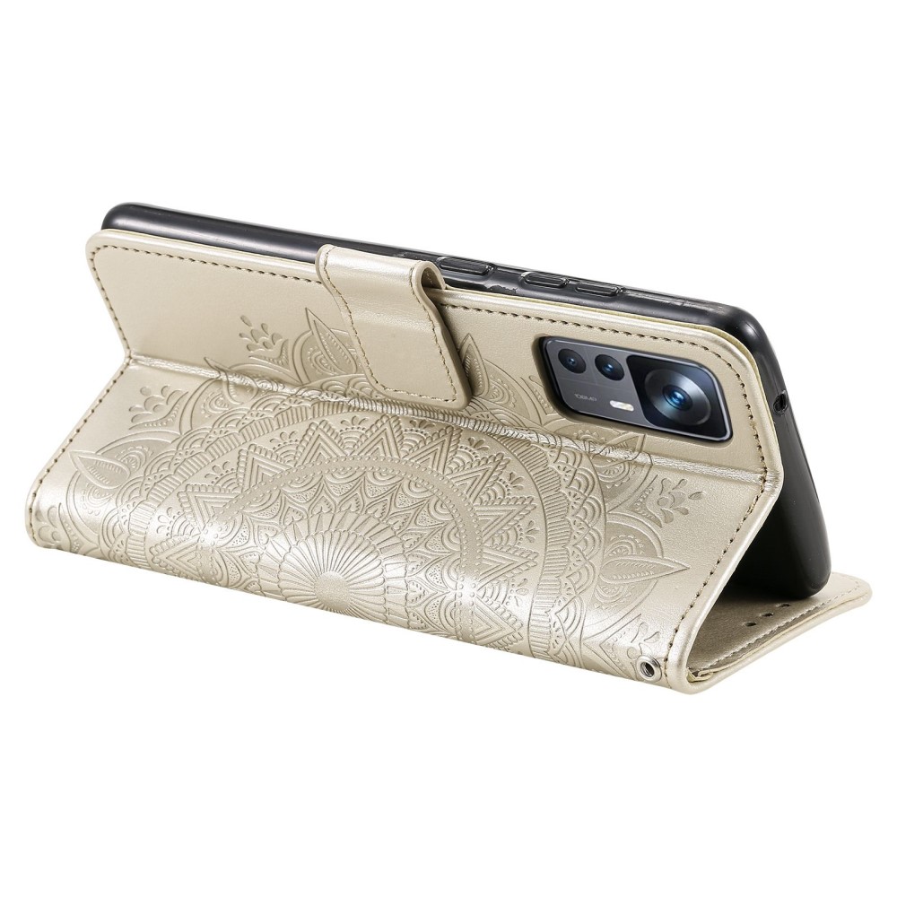  Xiaomi 12T / 12T Pro Fodral Mandala Läder Guld