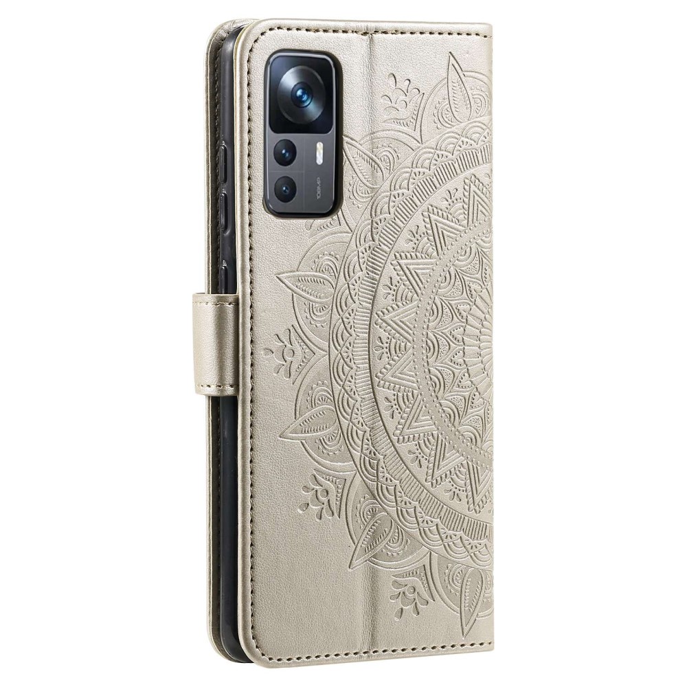  Xiaomi 12T / 12T Pro Fodral Mandala Läder Guld