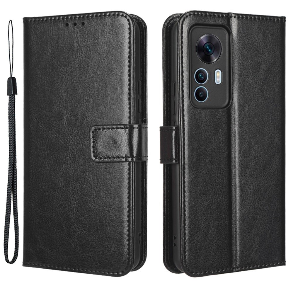  Xiaomi 12T / 12T Pro Fodral Crazy Horse Läder Svart