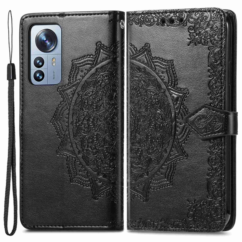  Xiaomi 12T / 12T Pro Fodral Mandala Läder Svart