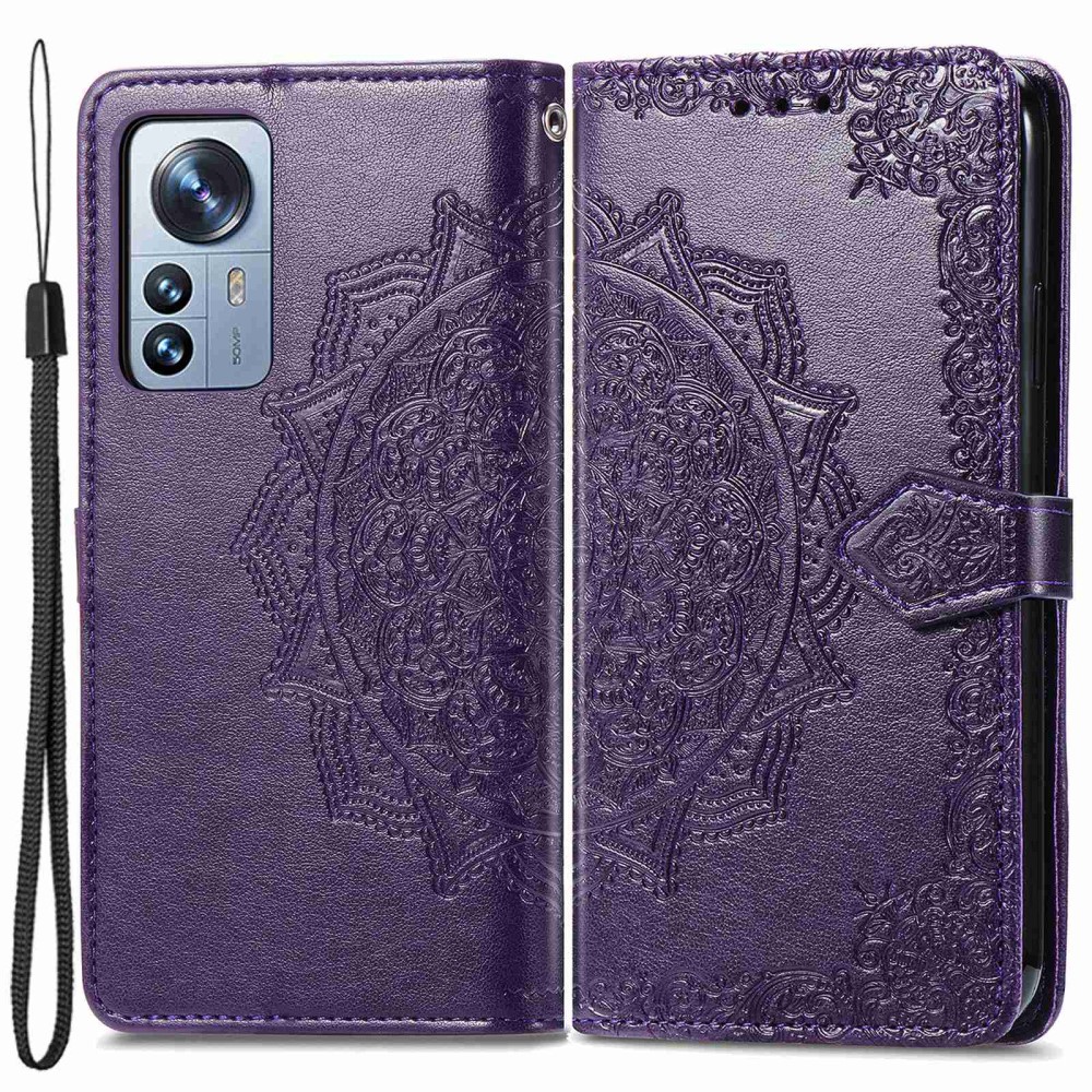  Xiaomi 12T / 12T Pro Fodral Mandala Läder Lila
