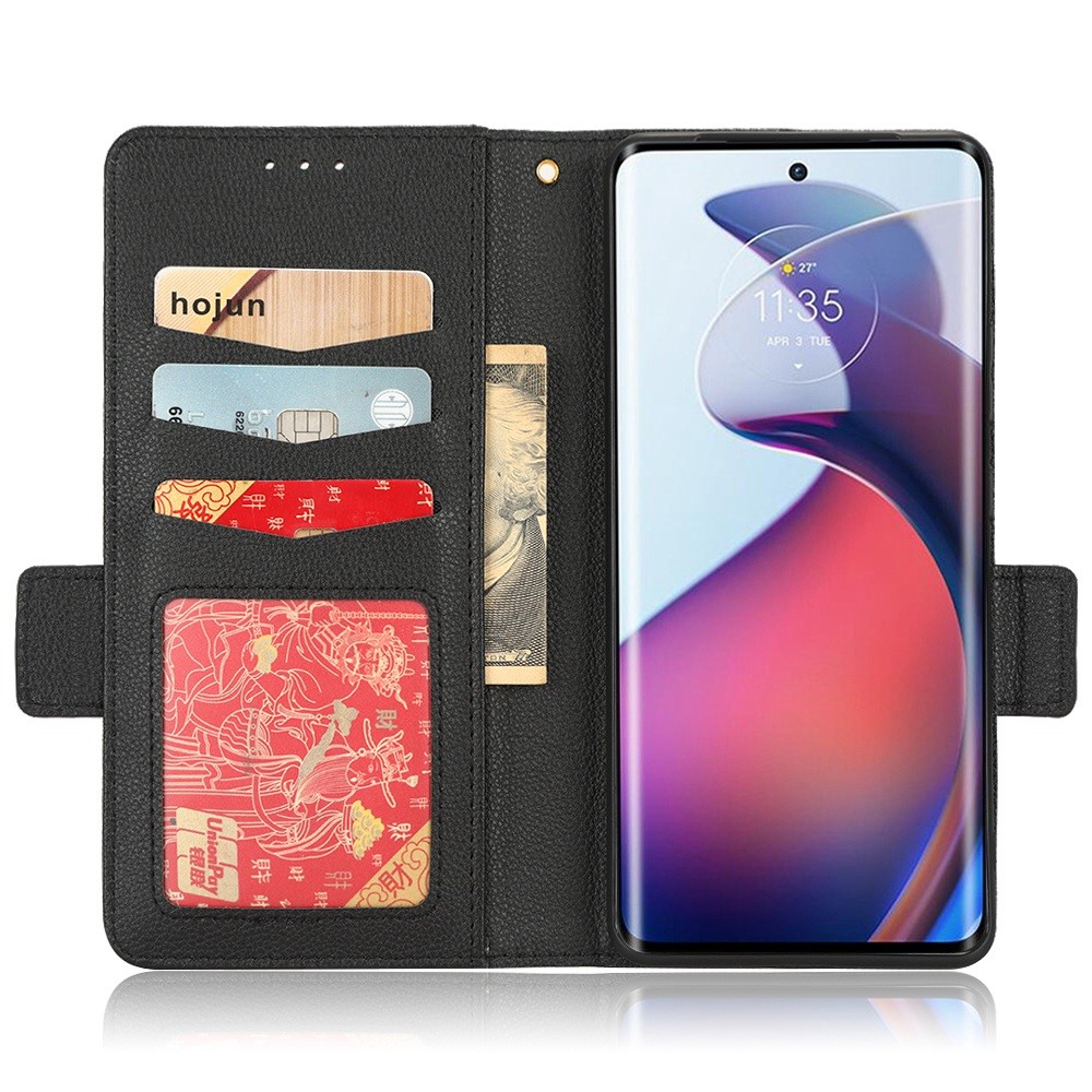  Motorola Edge 30 Fusion 5G Fodral Litchi Läder Svart