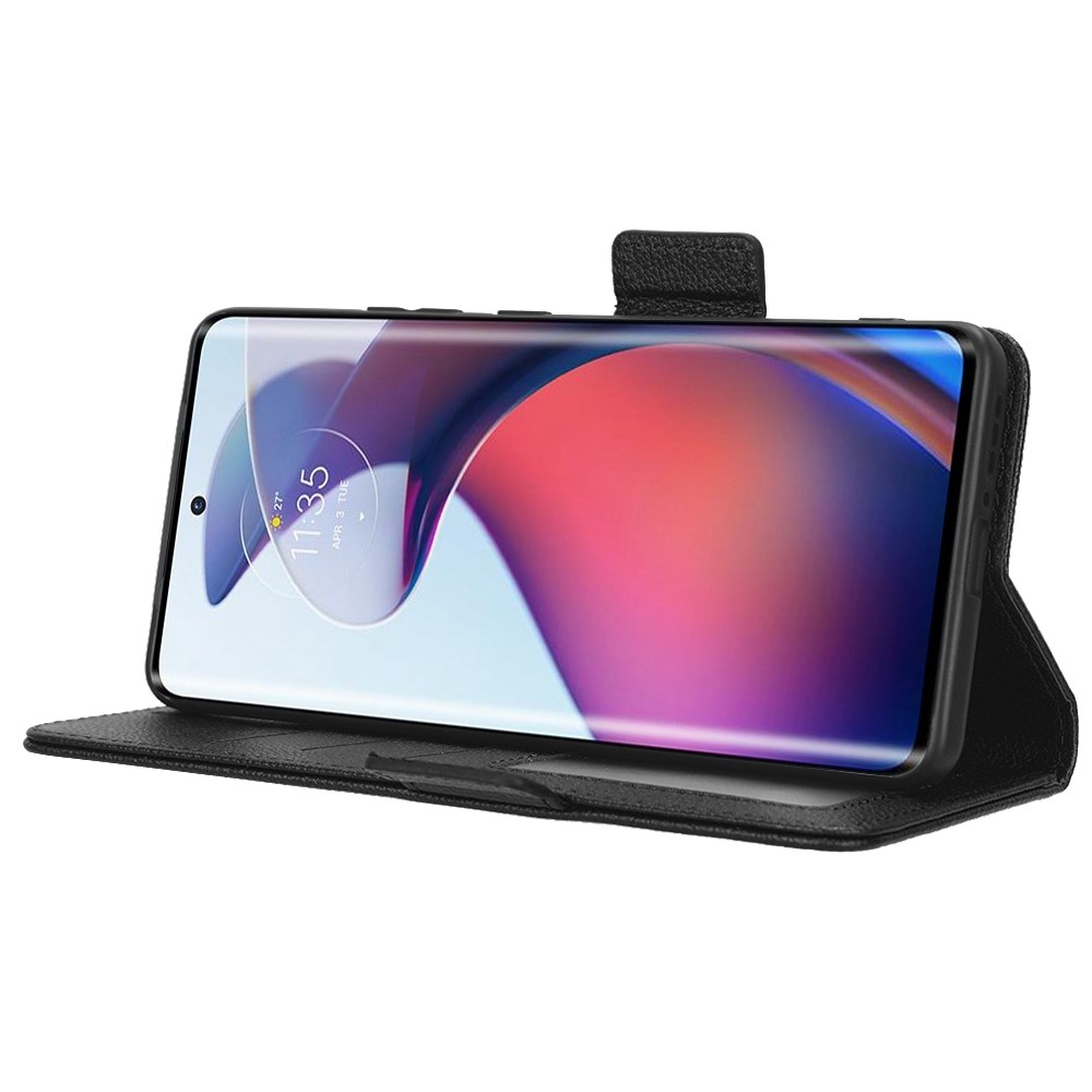  Motorola Edge 30 Fusion 5G Fodral Litchi Läder Svart