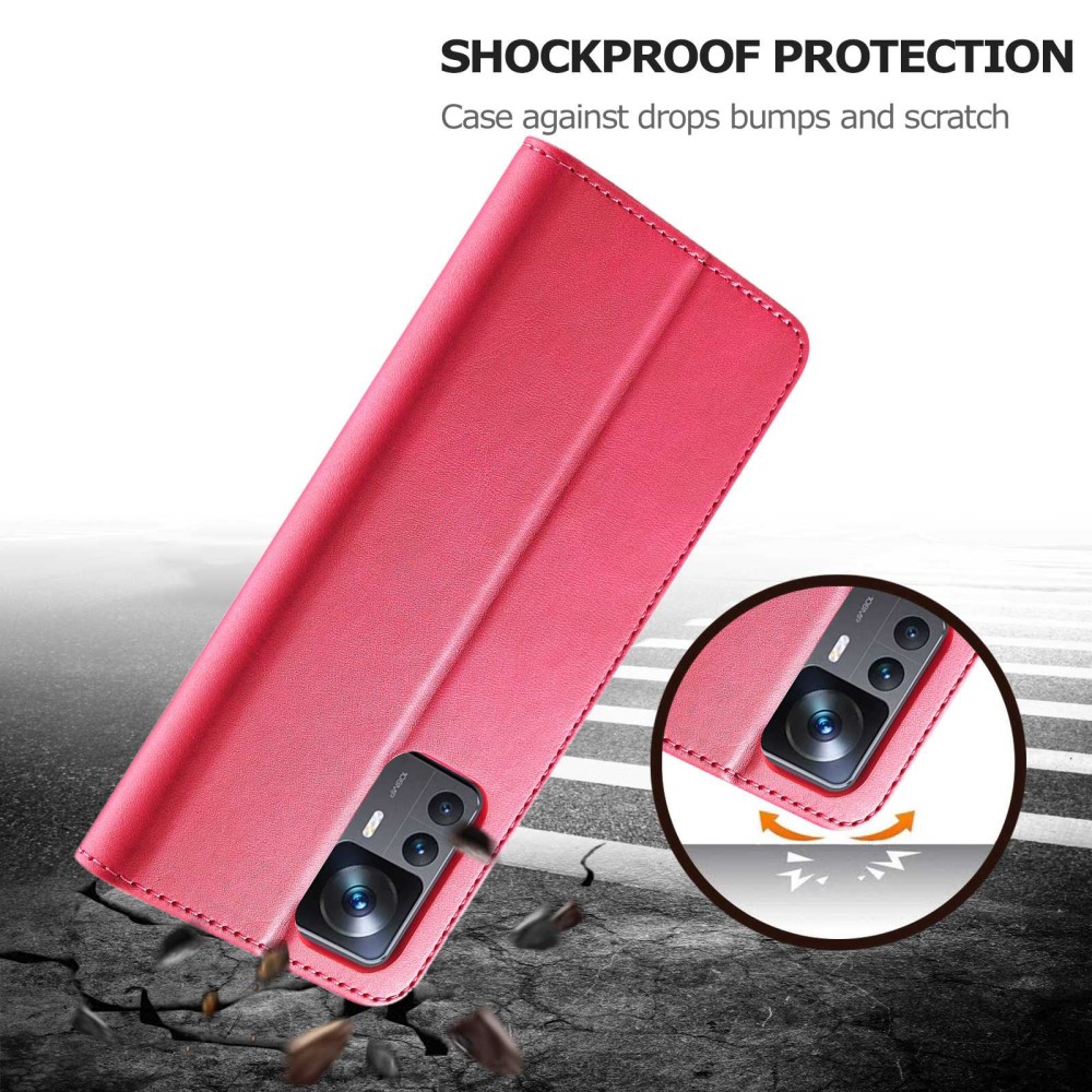 LC.IMEEKE LC.IMEEKE Xiaomi 12T / 12T Pro Fodral Läder Röd/Rosa