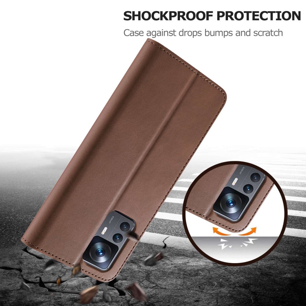 LC.IMEEKE LC.IMEEKE Xiaomi 12T / 12T Pro Fodral Läder Brun