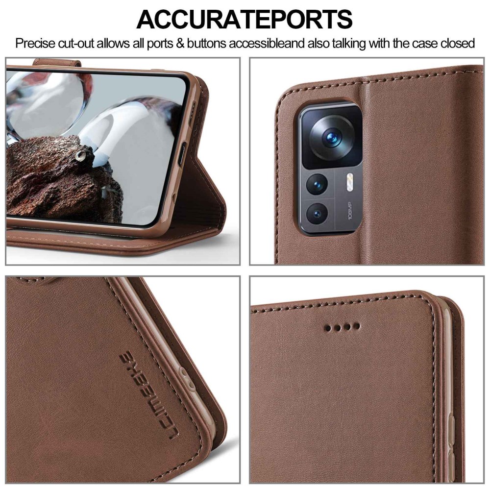 LC.IMEEKE LC.IMEEKE Xiaomi 12T / 12T Pro Fodral Läder Brun