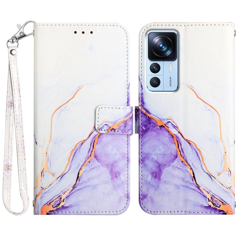  Xiaomi 12T / 12T Pro Fodral Marmor Vit/Lila
