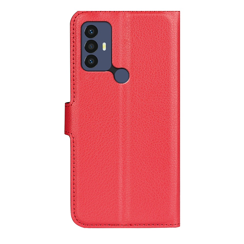  TCL 305 (2022) Fodral Litchi Läder Röd