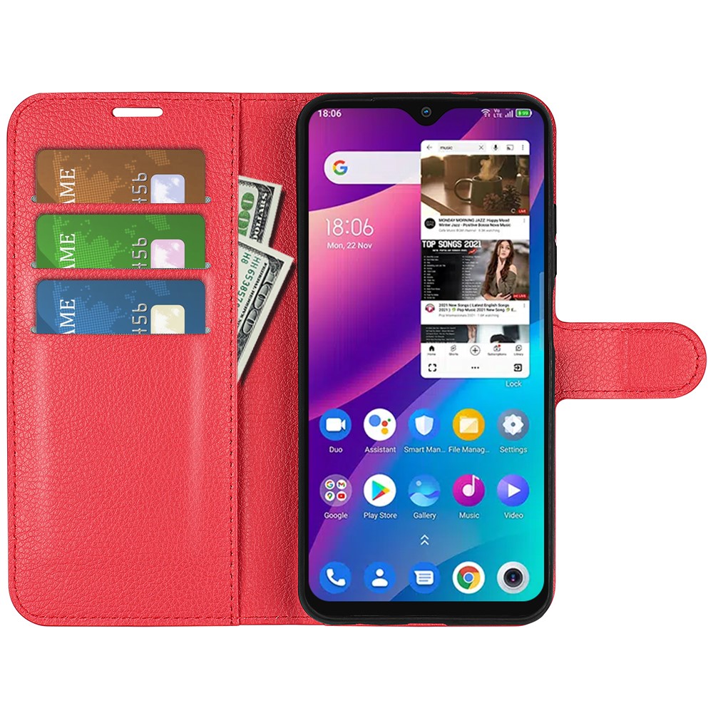  TCL 305 (2022) Fodral Litchi Läder Röd