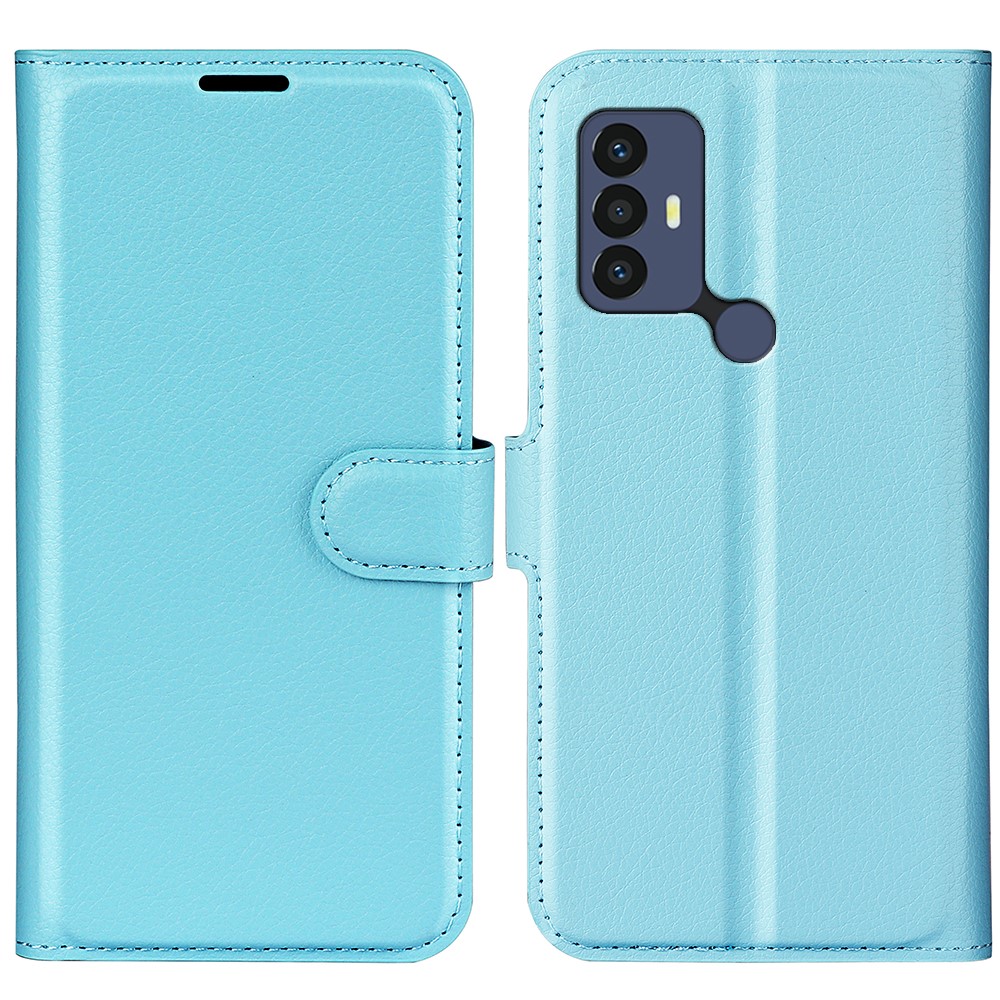  TCL 305 (2022) Fodral Litchi Läder Ljus Blå