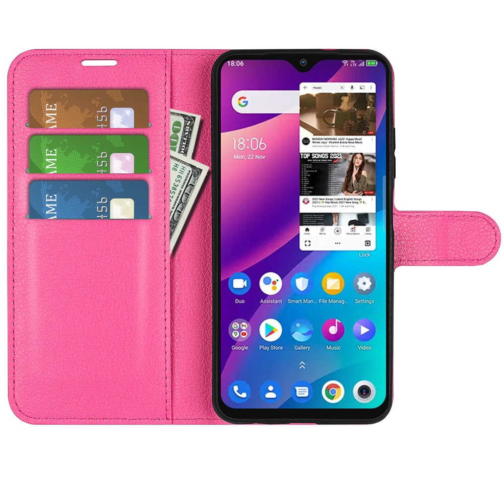  TCL 305 (2022) Fodral Litchi Läder Rosa