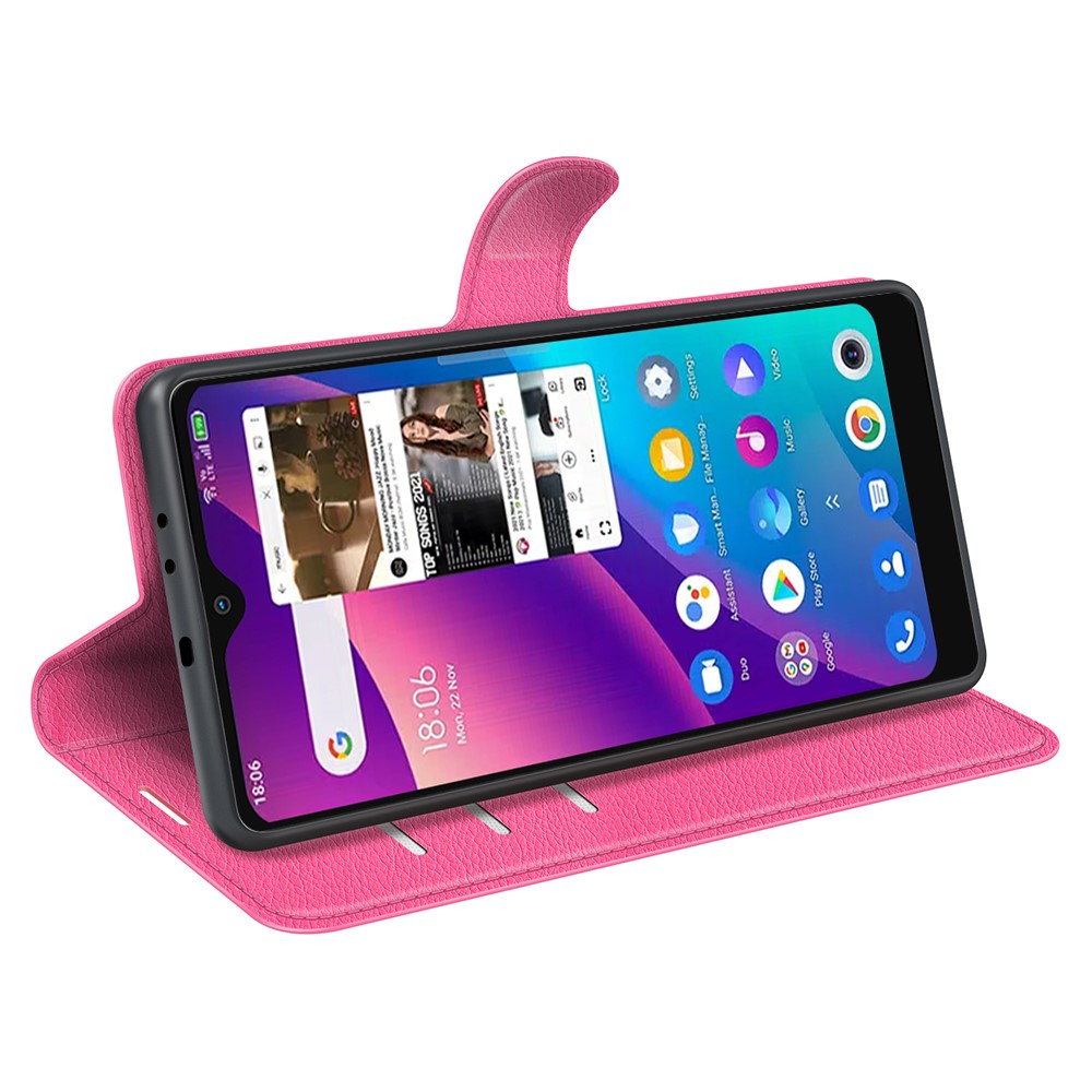  TCL 305 (2022) Fodral Litchi Läder Rosa