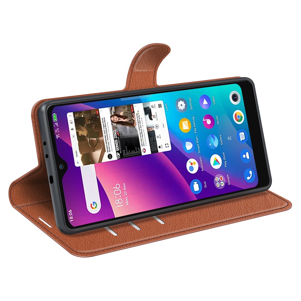  TCL 305 (2022) Fodral Litchi Läder Brun