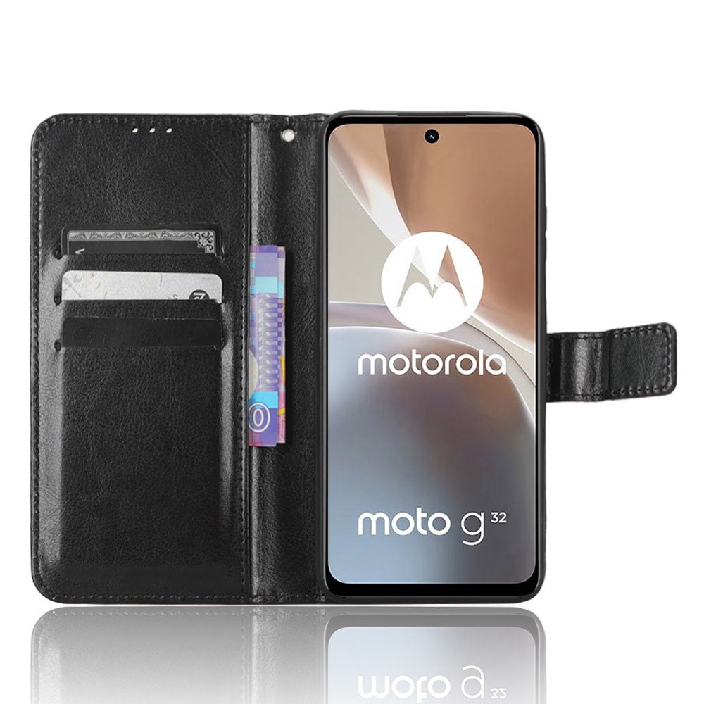  Motorola Moto G32 Fodral Crazy Horse Läder Svart