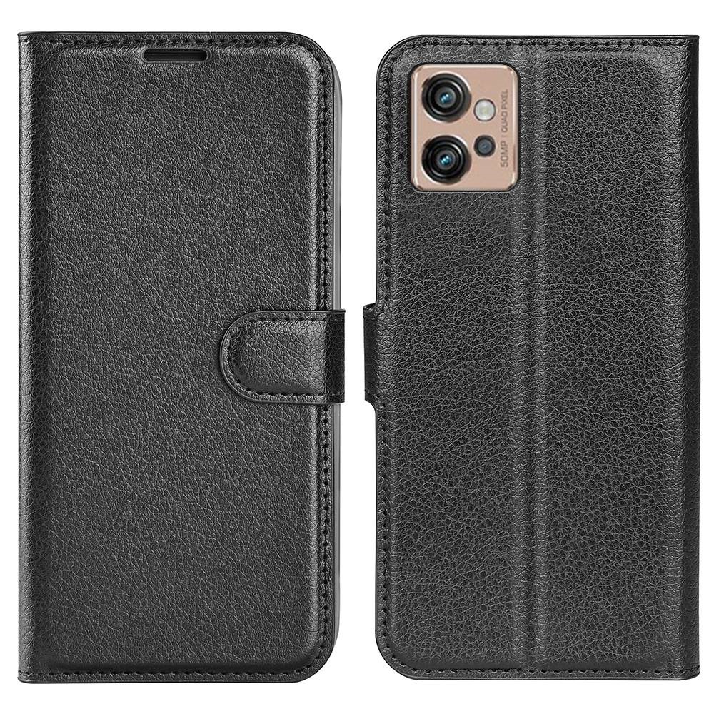  Motorola Moto G32 Fodral Litchi Läder Svart