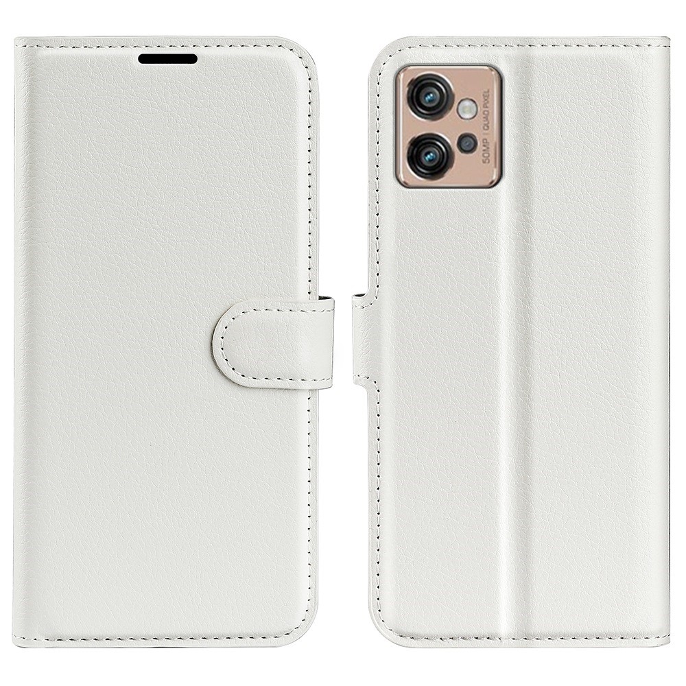  Motorola Moto G32 Fodral Litchi Läder Vit