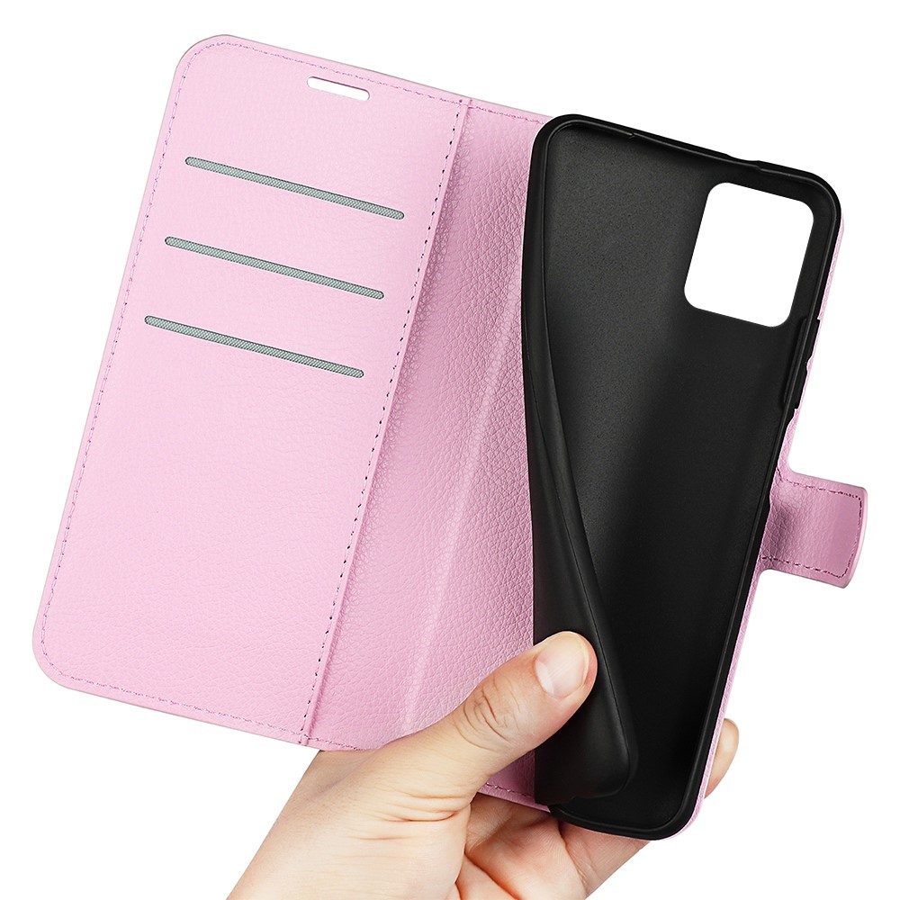  Motorola Moto G32 Fodral Litchi Läder Ljus Rosa
