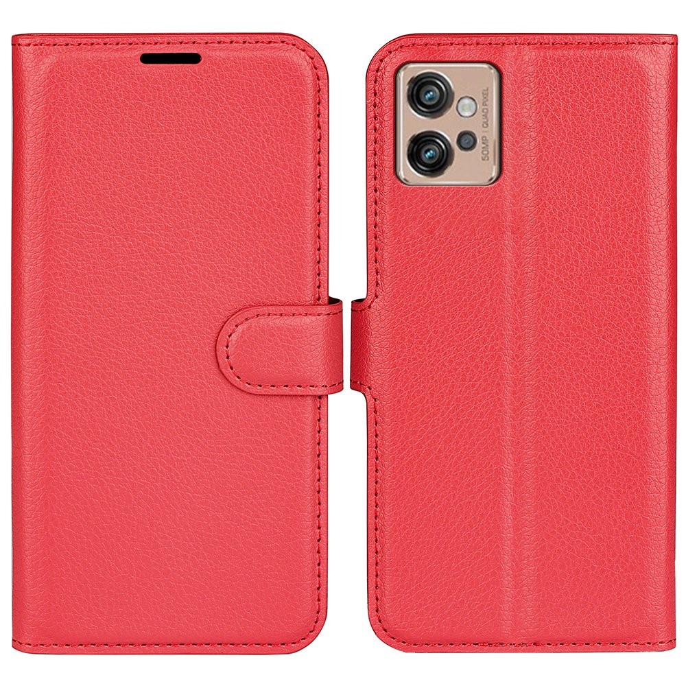  Motorola Moto G32 Fodral Litchi Läder Röd