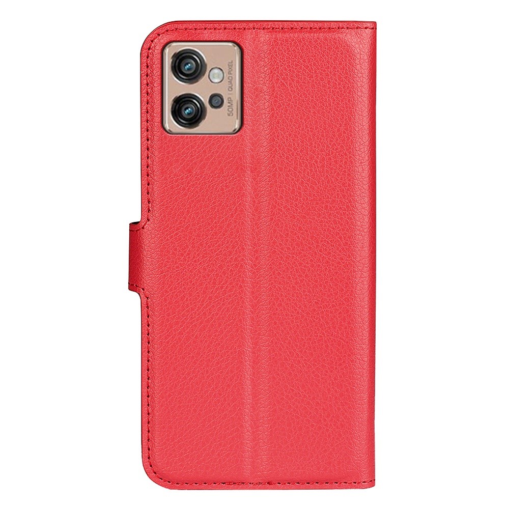  Motorola Moto G32 Fodral Litchi Läder Röd
