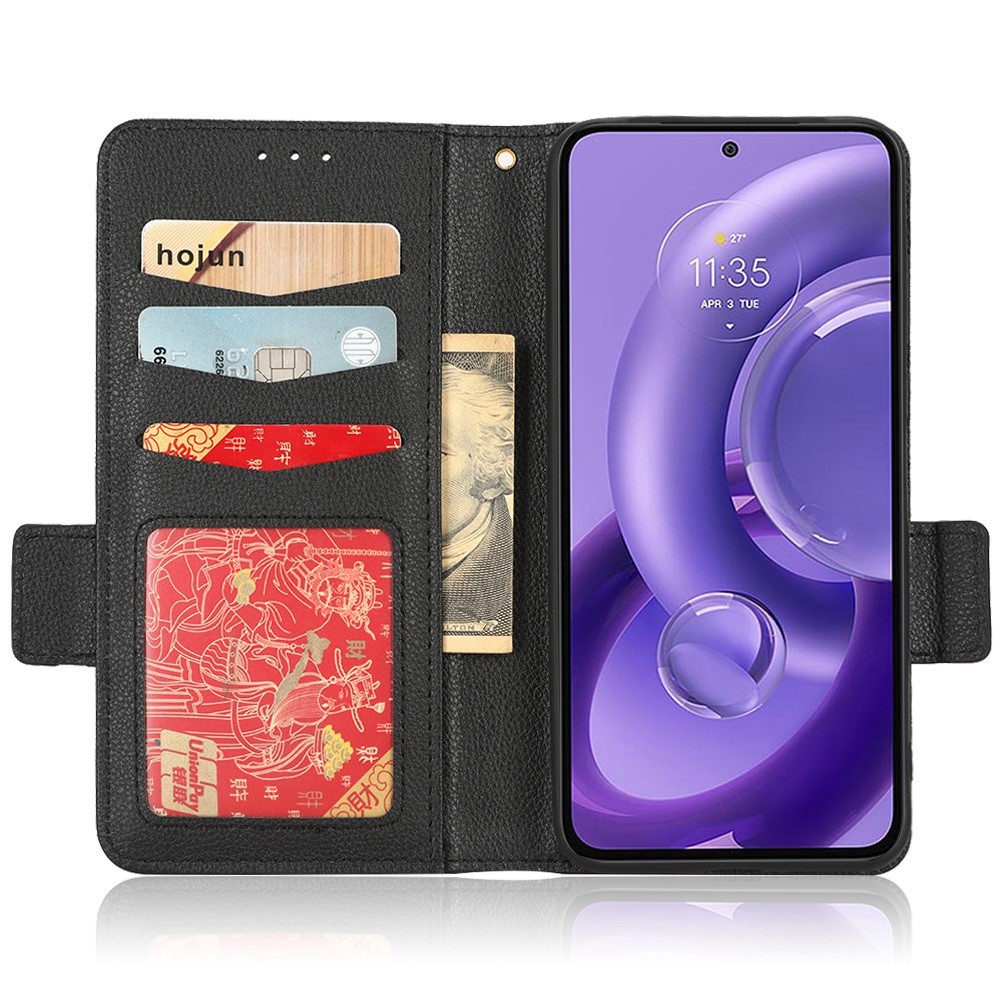  Motorola Edge 30 Neo Fodral Litchi Textur Svart