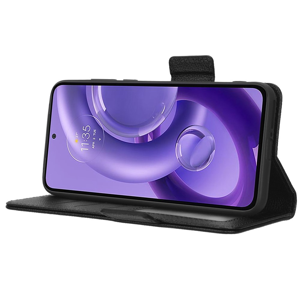  Motorola Edge 30 Neo Fodral Litchi Textur Svart