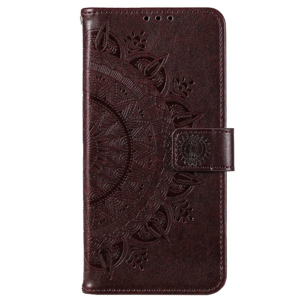  Motorola Moto E22i Fodral Mandala Läder Brun