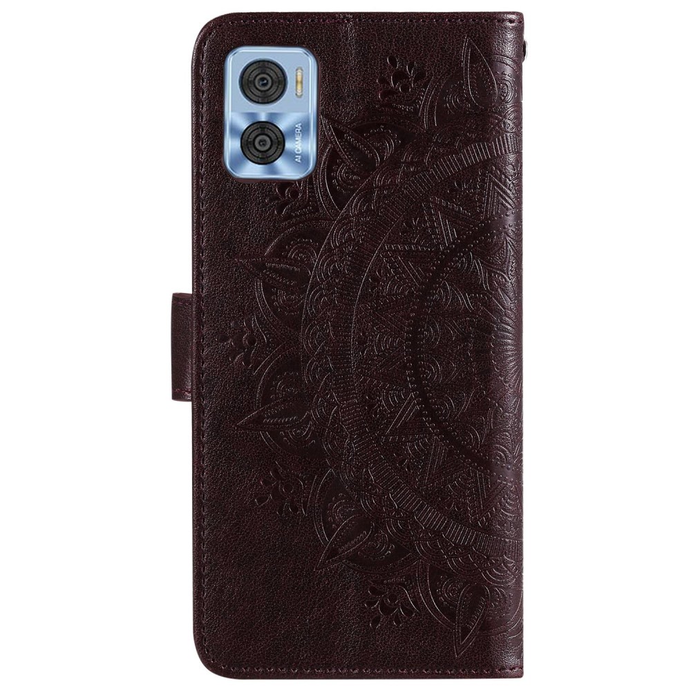  Motorola Moto E22i Fodral Mandala Läder Brun