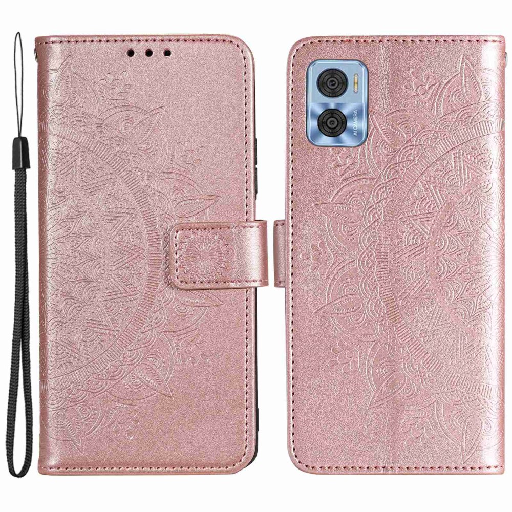  Motorola Moto E22i Fodral Mandala Läder Roséguld