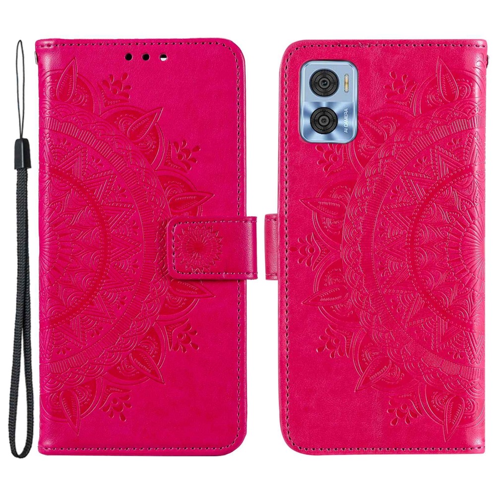  Motorola Moto E22i Fodral Mandala Läder Rosa