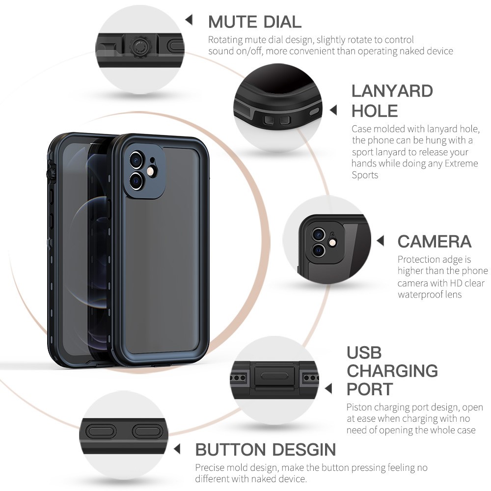 REDPEPPER REDPEPPER iPhone 12 Skal 360 Vattentätt IP68 Svart