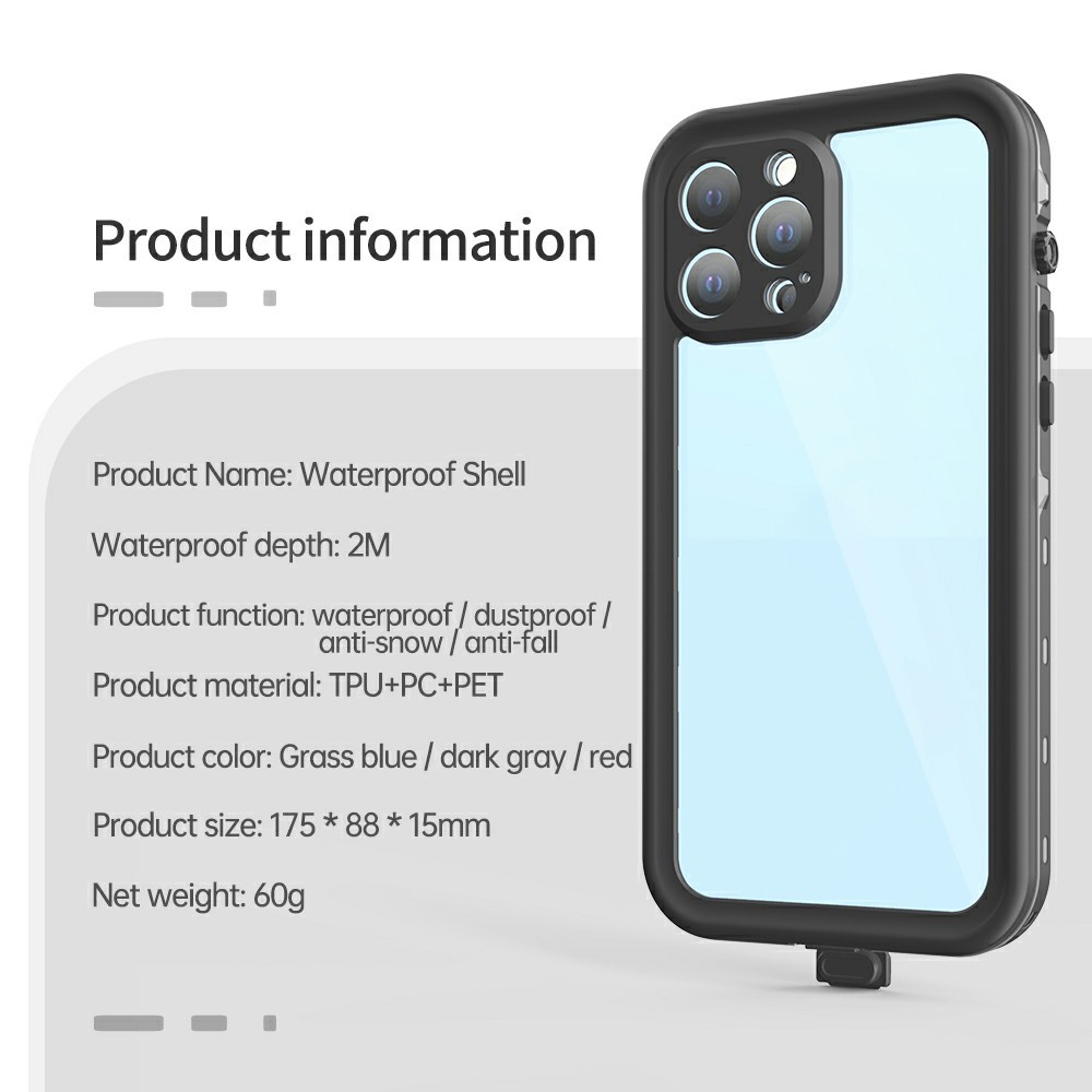 REDPEPPER REDPEPPER iPhone 13 Pro Max Skal 360 Vattentätt IP68 Mörk Grå