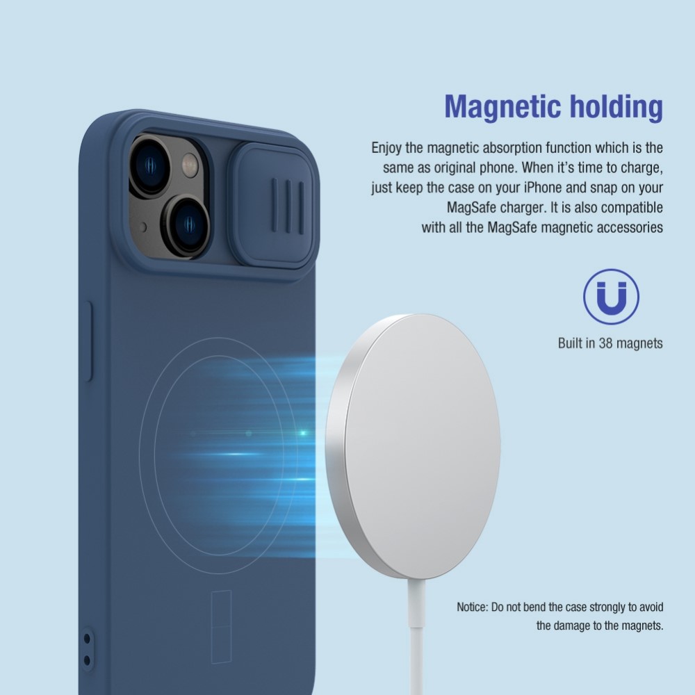 NILLKIN NILLKIN iPhone 14 Plus Skal MagSafe CamShield Silky Liquid Blå