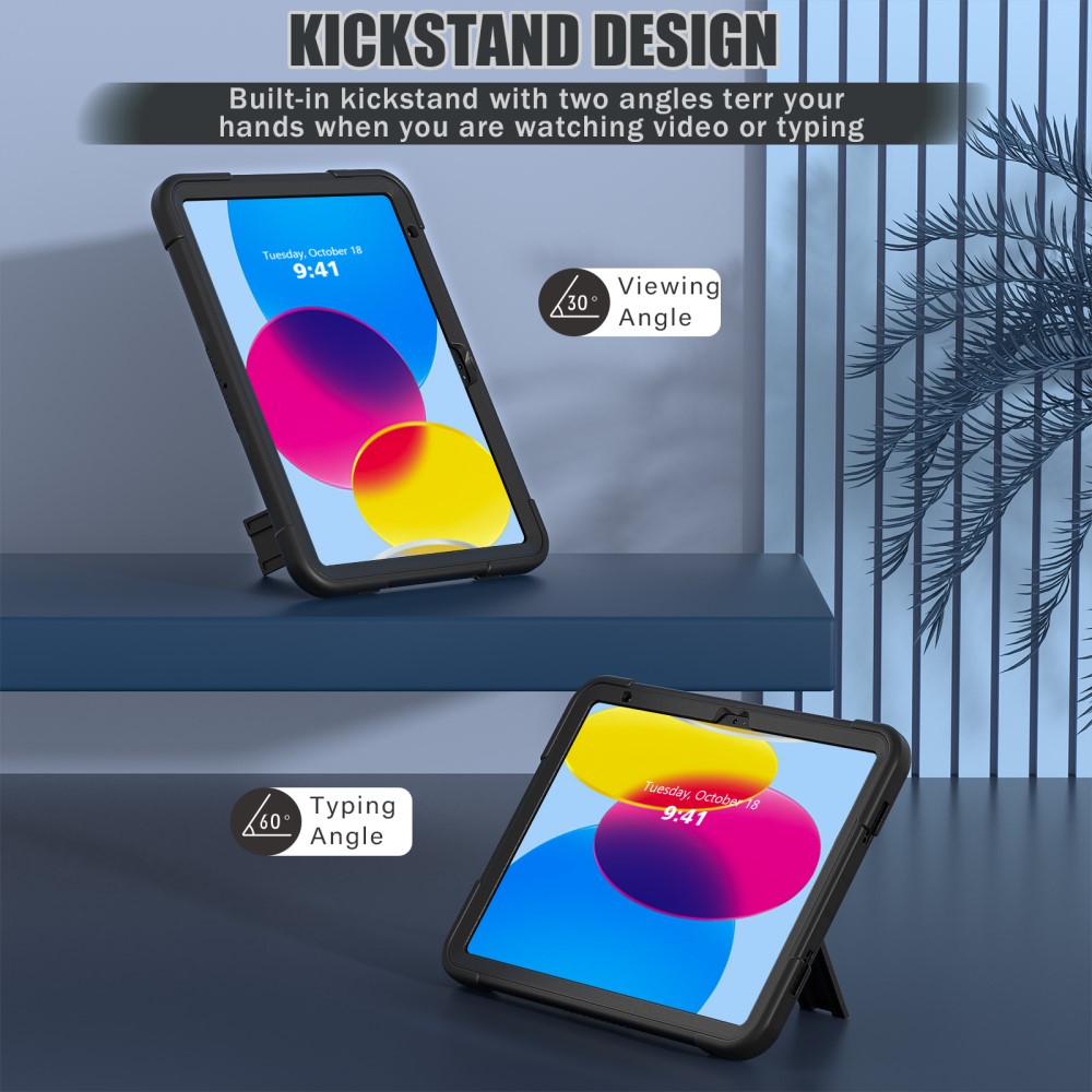  iPad 11 2025 / 10.9 2022 Shockproof Hybrid Skal Med Kickstand