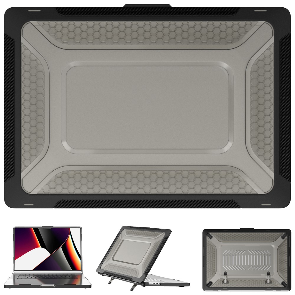  MacBook Pro 16 2021-2023 Skal Med Kickstand Svart
