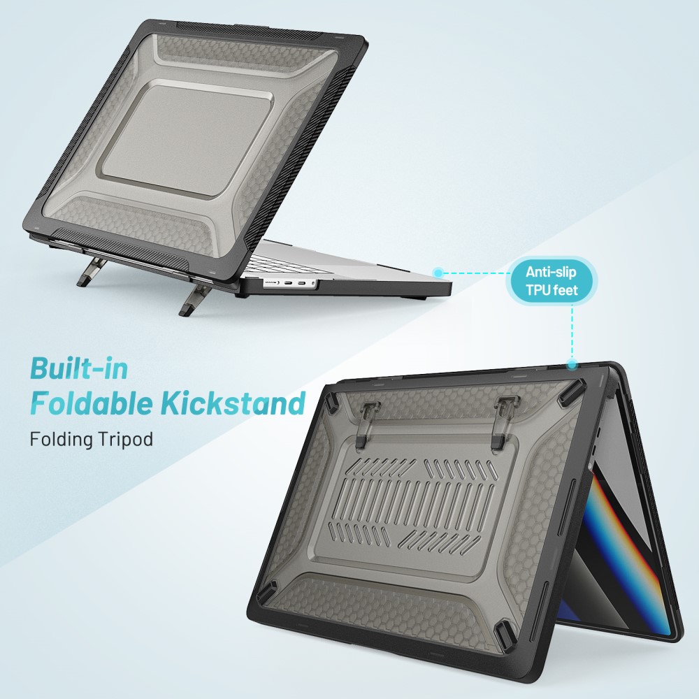  MacBook Pro 16 2021-2023 Skal Med Kickstand Svart