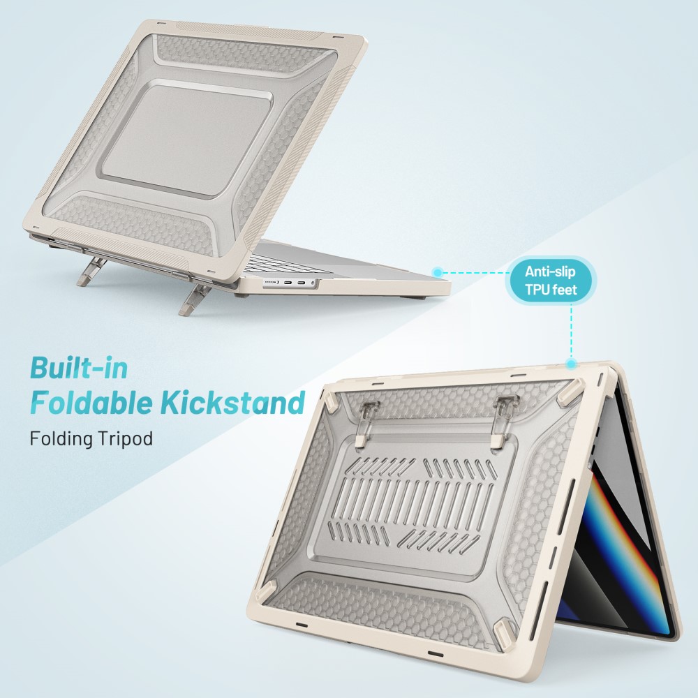  MacBook Pro 16 2021-2023 Skal Med Kickstand Beige